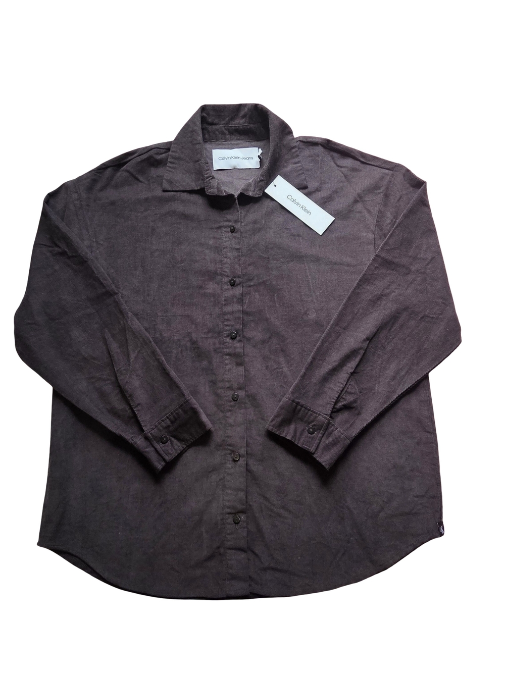 Calvin Klein Men’s Long-Sleeve Button-Up Shirt in Dark Brown
